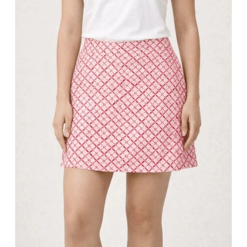 Indigo Red White Geometric Skort Medium Pull On Casual Cute
